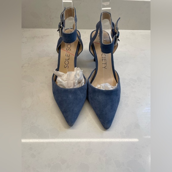 Blue Sole‎ Society Suede Leather Ankle Strap 2.5 in. Pumps  Women Size 6.5. - Picture 3 of 11